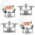 thumbnail image 1 of 5 QT Chafing Dishes, 4 Pack Premium Stainless Steel Complete Set, Round Chafing Dish Buffet Set, Heating and Cooling Chafing Dish for Gatherings Banquets, Buffets, Parties, Weddings, 1 of 7