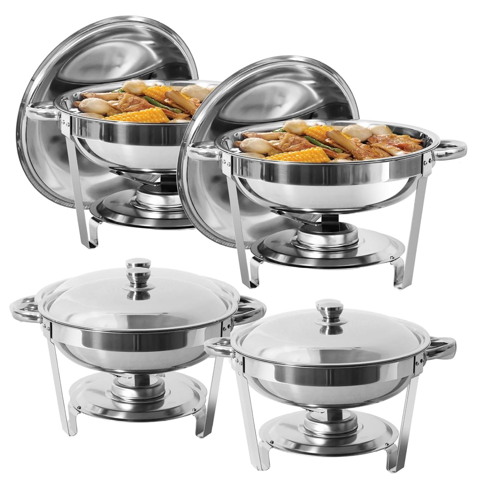 5 Qt Chafing Dish Buffet Set, Stainless Steel Round Chafers and Buffet
