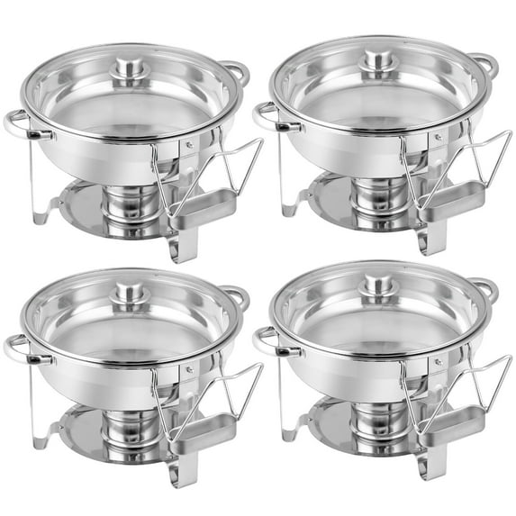 5 Qt Chafing Dish Buffet Set with Visible Glass Lid and Holder for Event 4 Pack