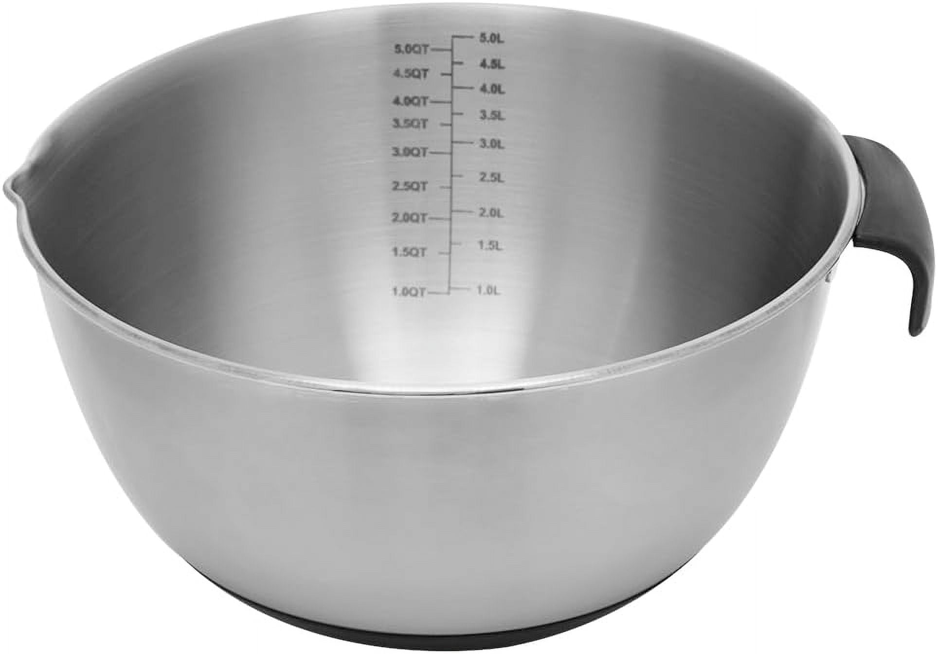 5 Qt. Stainless Steel Mixing Bowl With Measurements, NonSkid Bottom