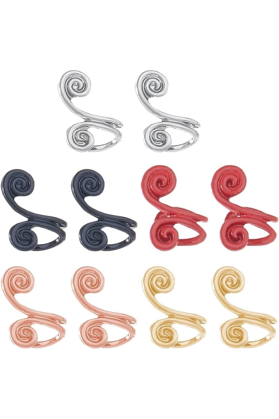 5 Quality Pairs Pressure Earrings for Keloids 5 Colors Alloy Ear Cuffs Adjustable Clip Earrings Compression Earring Spiral Non-Pierced Earring for Women Men Ladies[f002]