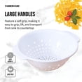 thumbnail image 1 of 5 Quart Colander with Soft Grip Handles Heavy Duty Kitchen Strainer Bowl Large Capacity Pasta Vegetable Fruit Drainer Dishwasher Safe Kitchen Drain Basket with Raised Feet Ergonomic Handle, White, 1 of 8