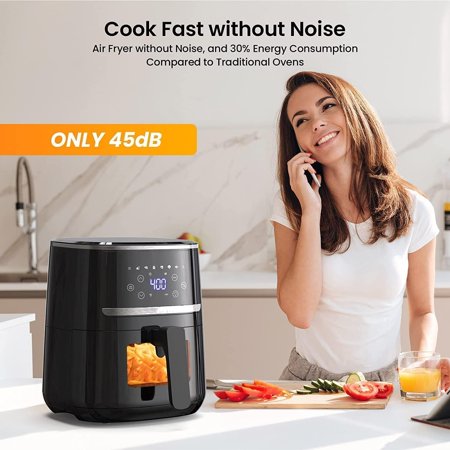 5-Quart Digital Air Fryer with Touchscreen, 8-in-1 Functions for Fry, Roast, Dehydrate, Bake Crispy & Juicy Meals, Compact Airfryer with Large Easy-View Window, Black
