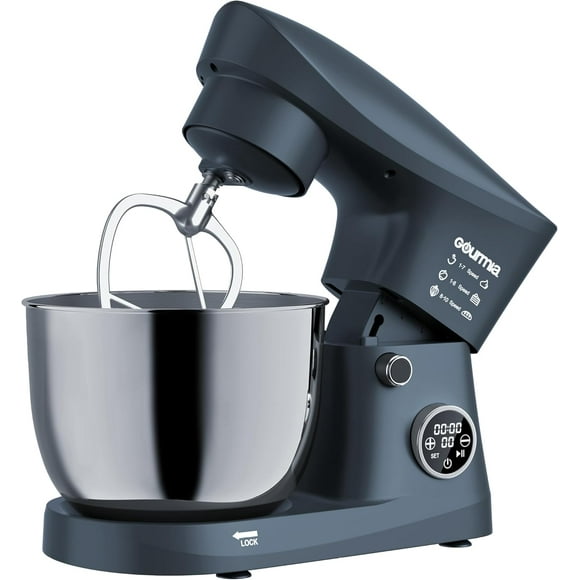 5 Quart Electric Stand Mixer with LED Timer, 10 Speeds & Accessories - Includes Dough Hook, Whisk, Beater, Bowl Shield - Countertop Mixing Machine for Baking Bread, Cakes, Cookies