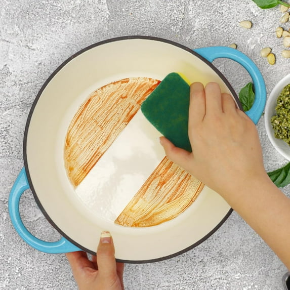 5 Quart Enameled Cast Iron Dutch Oven Pot with Lid, Dual Handle for Bread Baking, Heavy-Duty Cookware for Braising, Stews, Roasting (Teal)