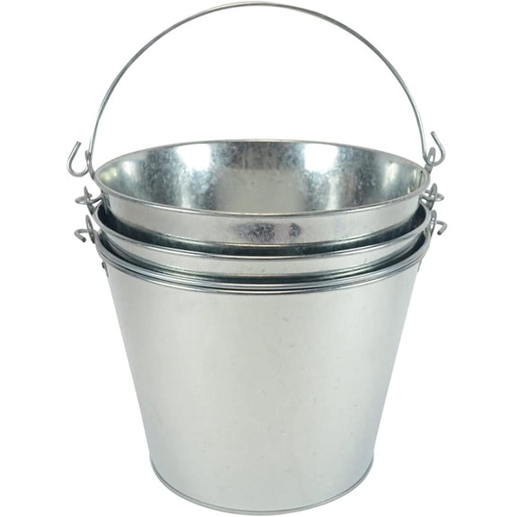 5-Quart Galvanized Pail Beer Bucket 9x9x7 inches (Pack of 3)