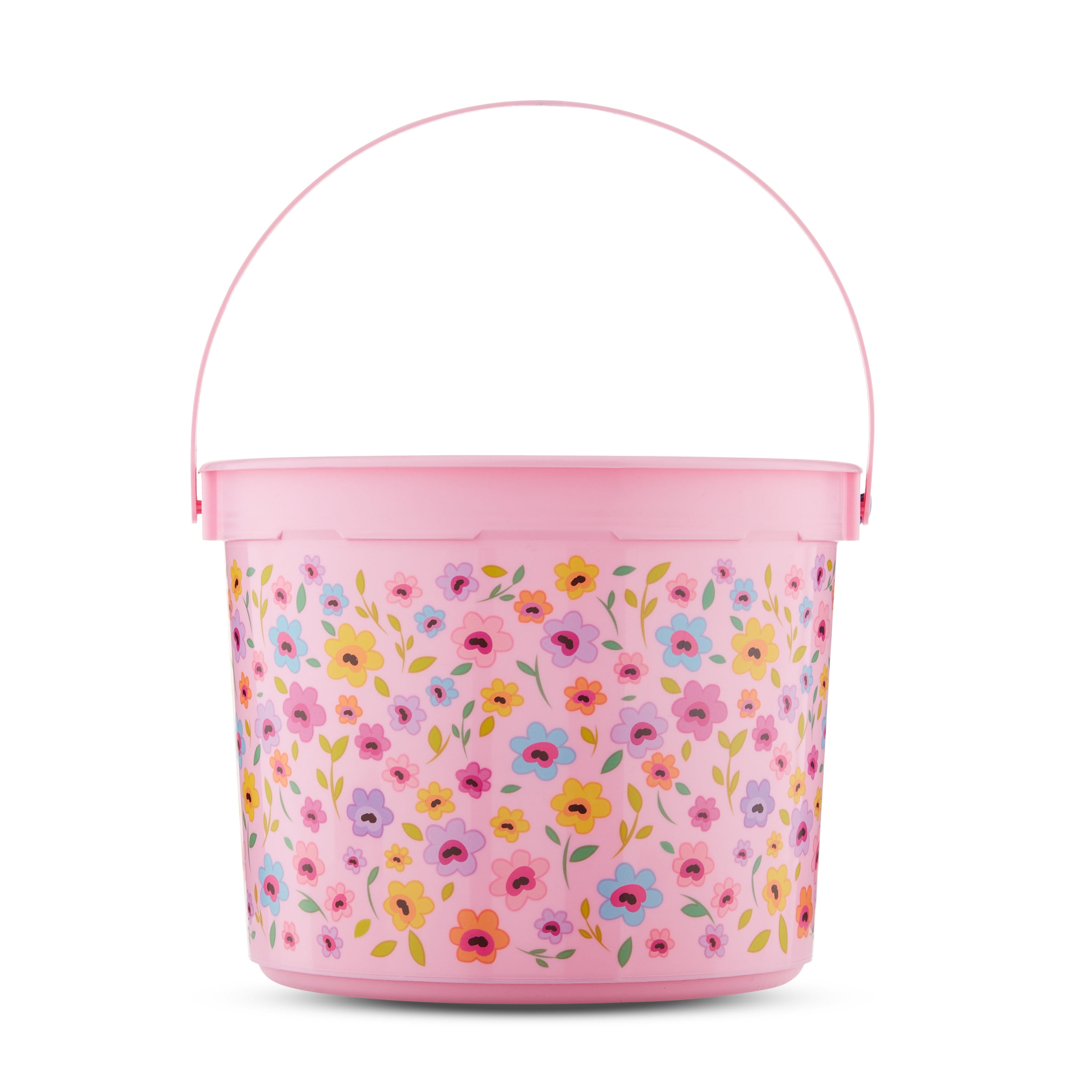 5-Quart Plastic Pail ,Pink Floral, 7in,Way to Celebrate