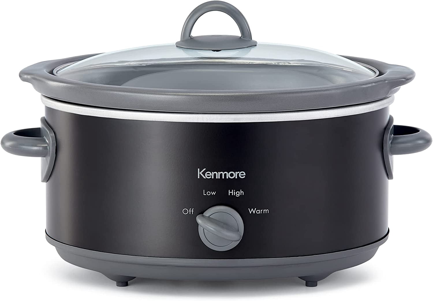 5 Quart Slow Cooker, Black and Grey, Compact Countertop Cooking, Warm