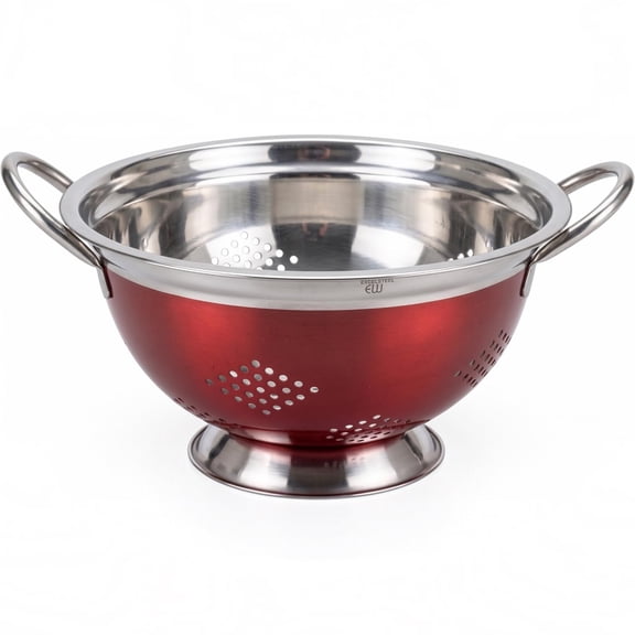 5 Quart Stainless Steel Colander Red Multicolor