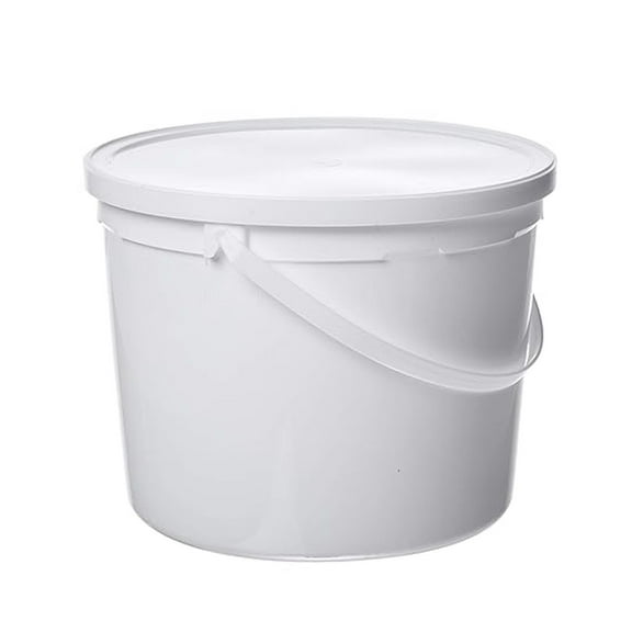 5 Quart White Pails with Handles - 10 Piece HDPE Buckets with Lids - Food Grade, Dishwasher Safe - Industrial & Home Use - 8.5" Dia x 7.125" H