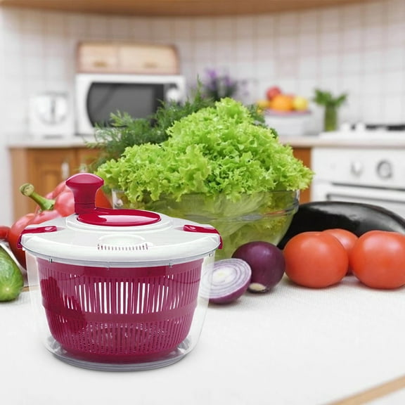 5 Quarts Vegetable Spinners Salad Dryer | Hand-Crank Kitchen Basket for Washing & Drying Green | Non-Slip Base with Transparent Bowl Designs