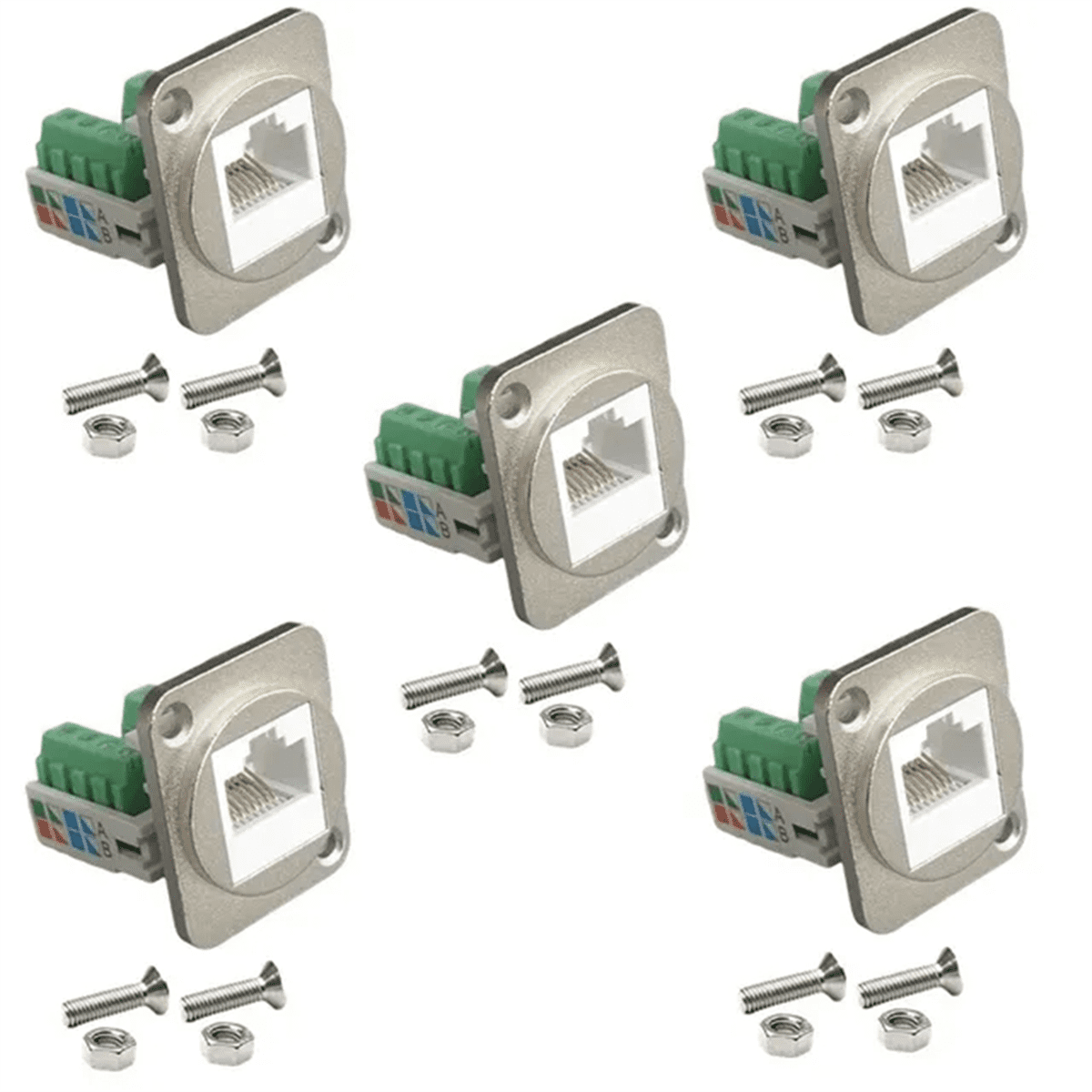 5 RJ45 CAT.5E Wiring Terminals Network Computer Modules with Fixing ...