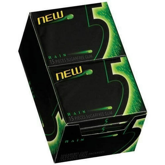 5 Rain Spearmint Gum (12 Packs of 15 Pieces)