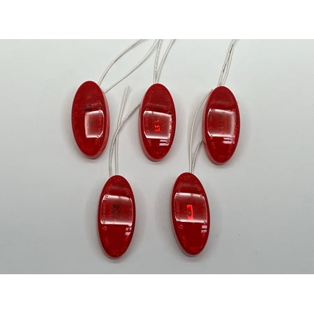 (5) Red 3.75" Oval Incandescent Marker Lights Truck Trailer RV
