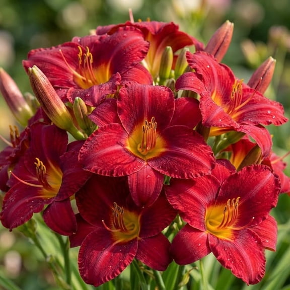 5 Red Day Lilly Bulbs for Planting, Daylilies Fans Systems, Reblooming Daylilly Roots Hemerocallis Hardy Perennial