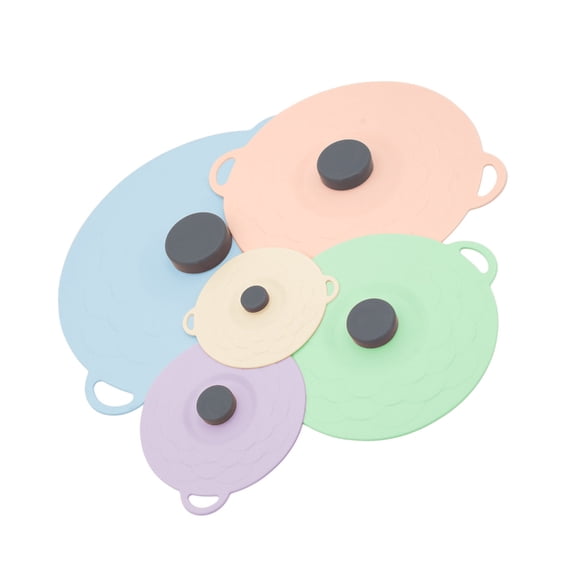 5 Reusable Silicone Food Covers, Suction Lids for Pots Bowls Pans, Splatter Guards & Dishwasher Safe