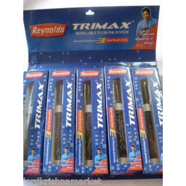 5 Reynolds Trimax World Class Fluid INK Gel Pen Blue Brand ADD By