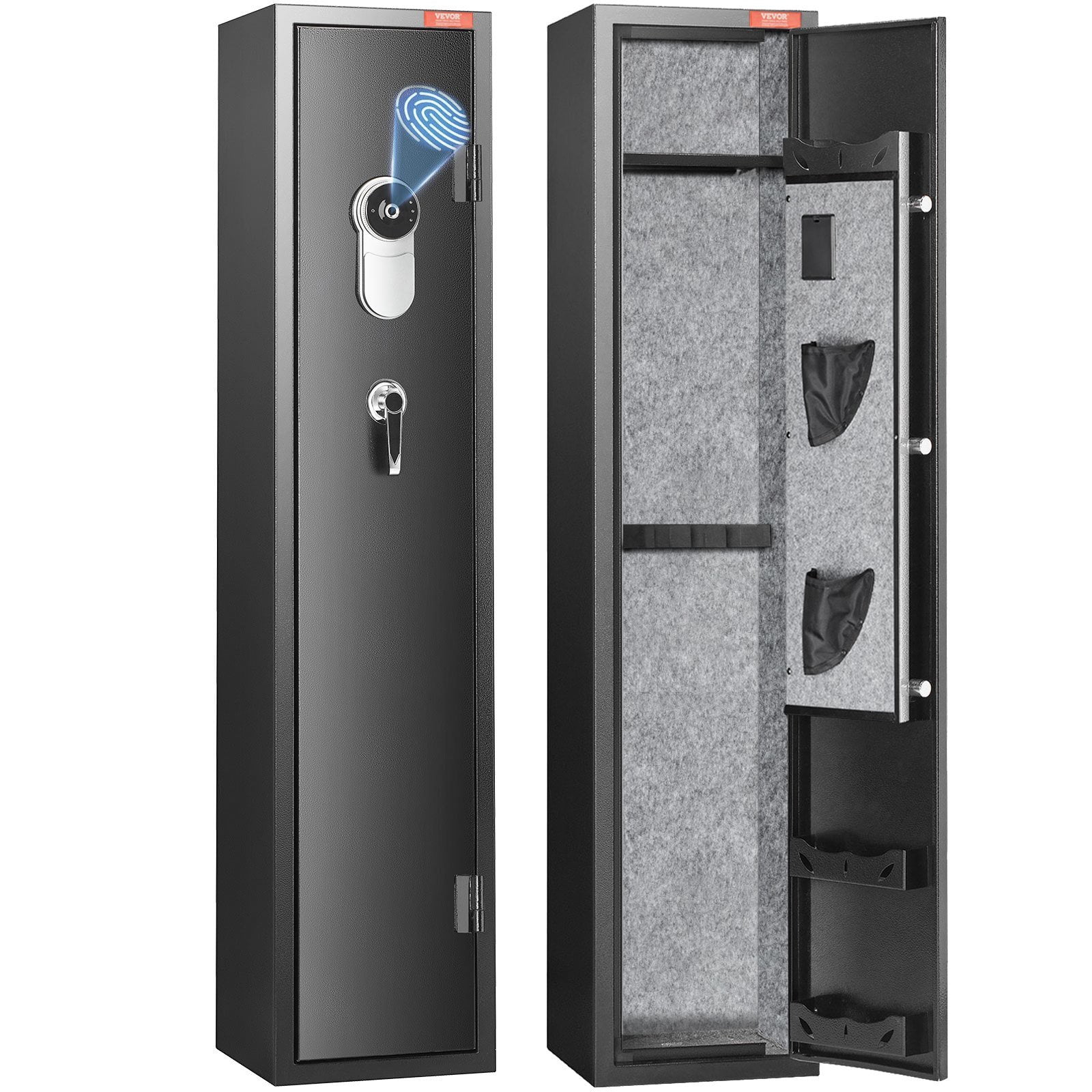 Black Steel Biometric Gun Safe with Fingerprint Lock and LED Light