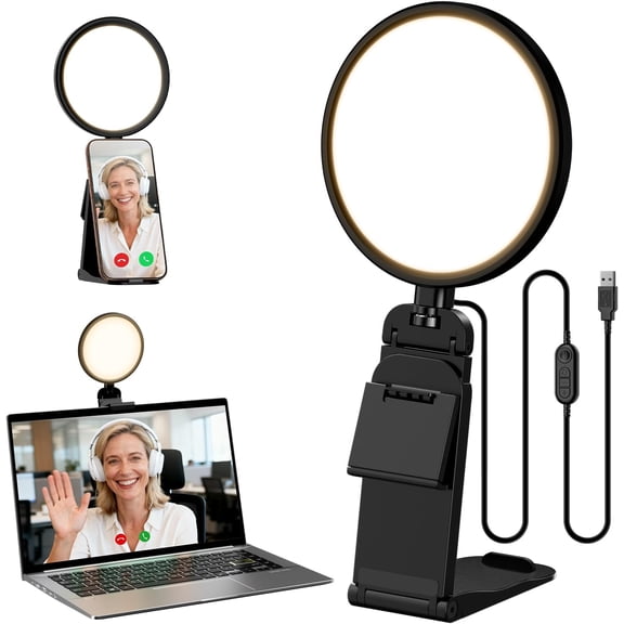 5" Ring Light for Computer, Eye-Caring & Flicker-Free Lighting for Zoom Meetings, Video Call, Recording, Streaming, Portable Light for Laptop, Monitor & Webcam with 50 Modes (3000K-6500K) CRI>97.8