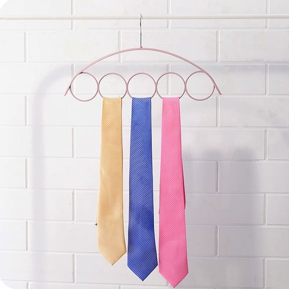 5 Ring Scarf Hanger Non Slip Tie Organizer Multi Loop Wardrobe Storage Rack For Home Scarves Belts Socks(Pink-40Cm)