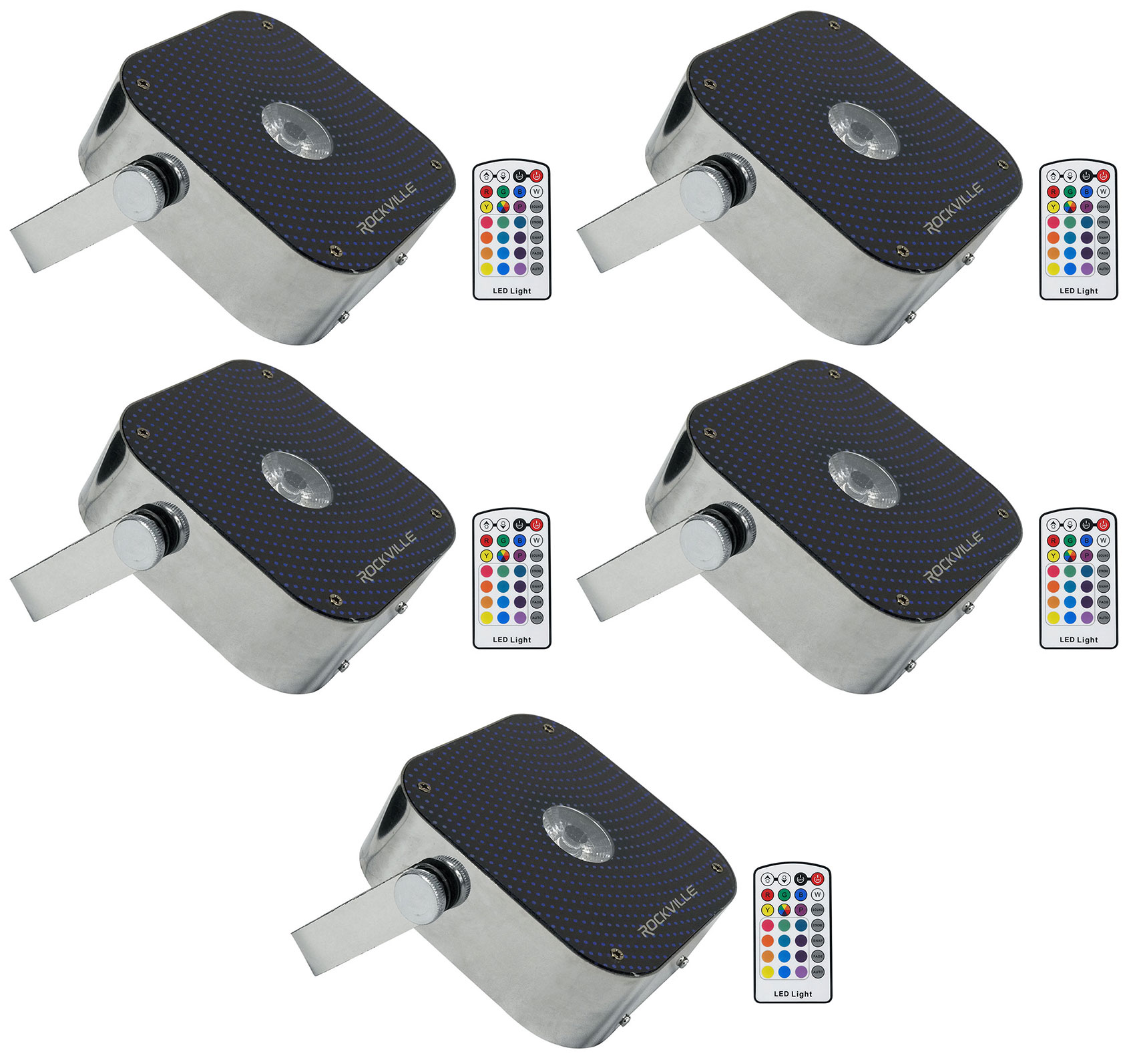 Mini Rf Remote (5) Rockville MINI RF1 RGBWA+UV DJ/Party LED Wash Lights (Steel) + RF ...