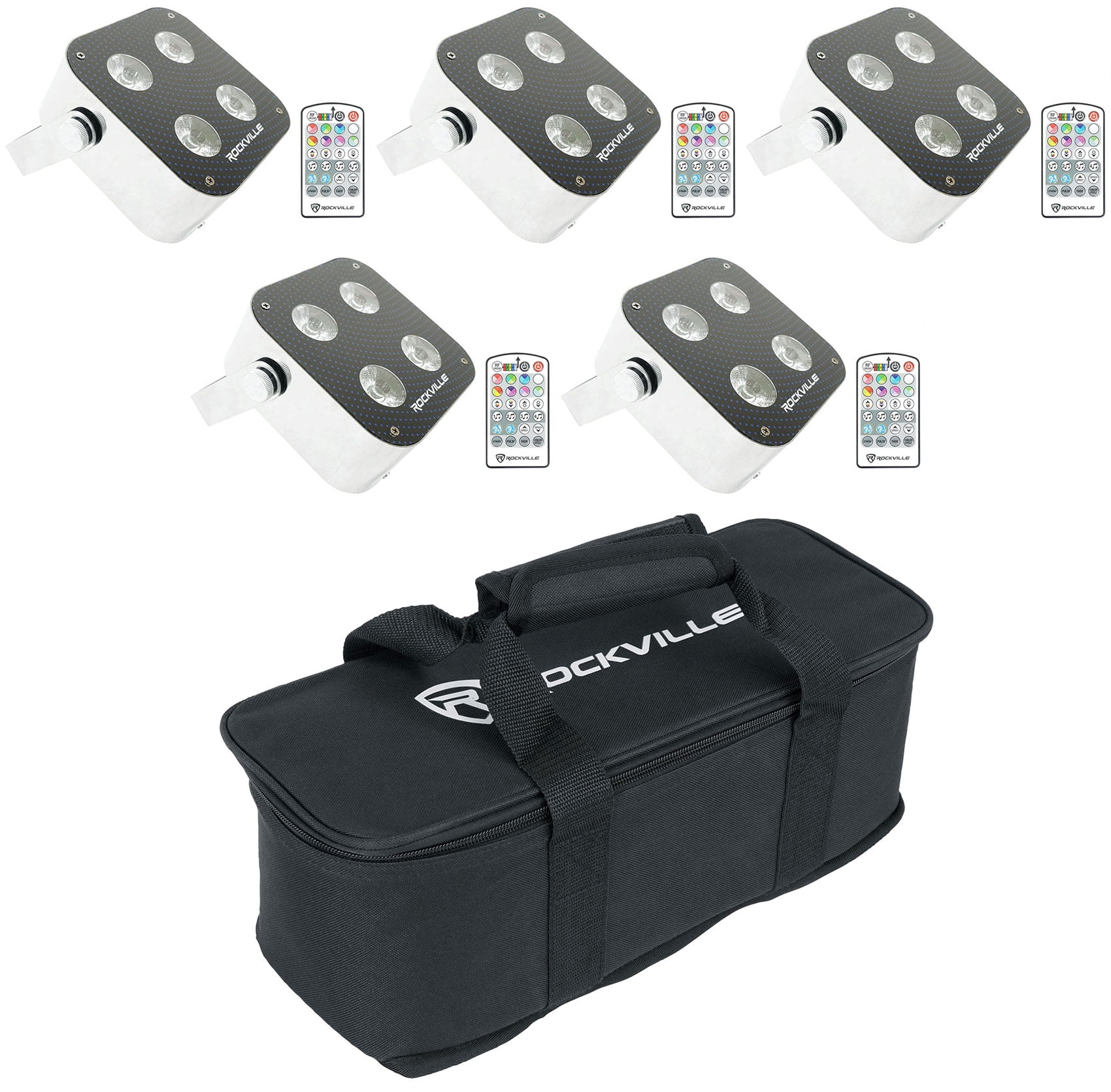 Mini Rf Remote (5) Rockville MINI RF4 RGBWA+UV DMX DJ/Party LED Wash Lights+RF Remotes ...