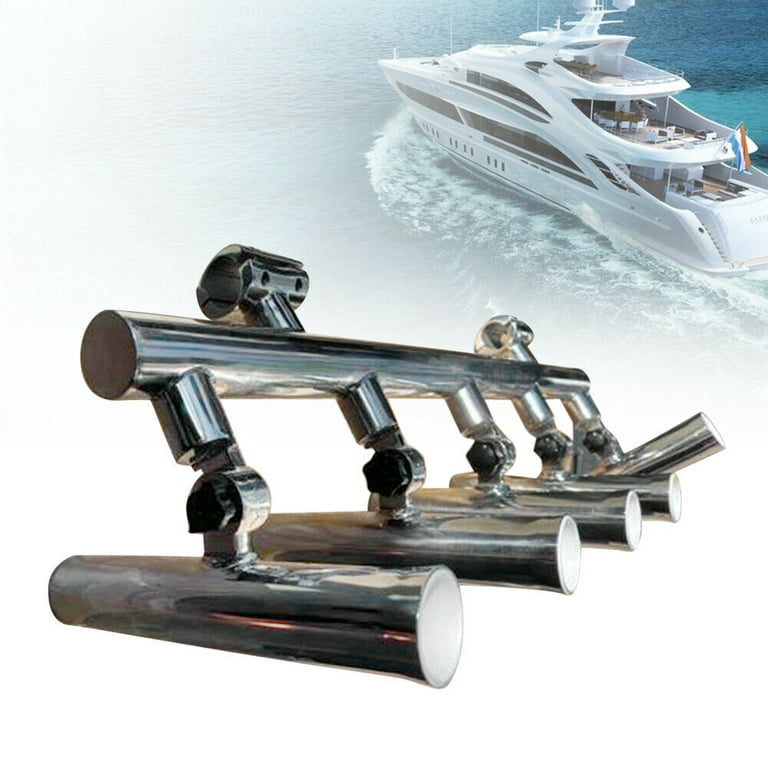 5 Rod Fishing Rod Holder Adjustable Stainless Steel Holder for Rails 1to  1-1/4