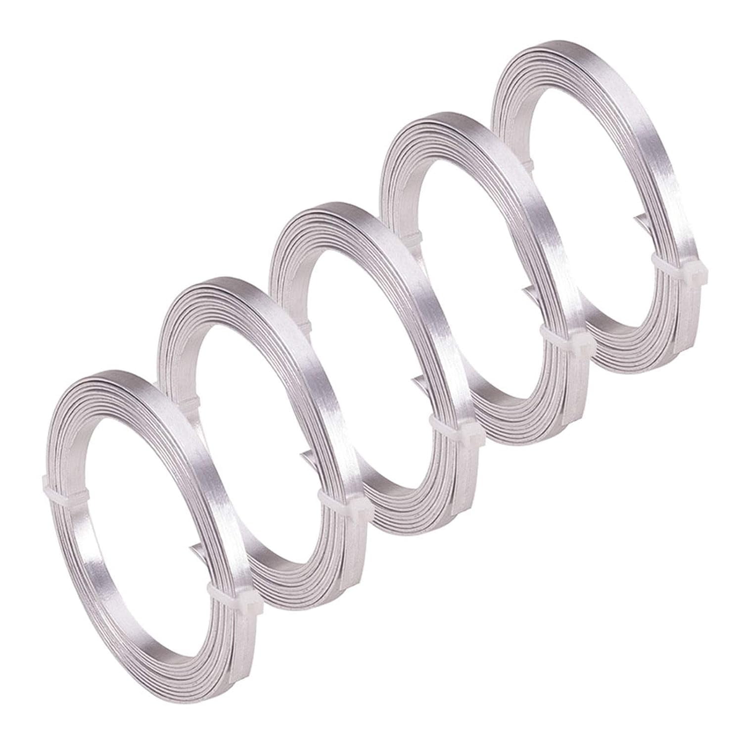 5 Roll 32 Feet 5mm Flat Aluminum Wire 18 Gauge Craft Metal Wire Plain ...