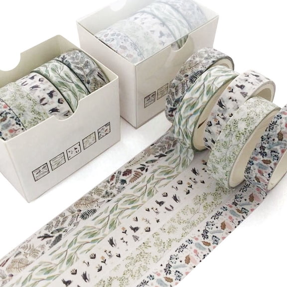 5 Roll 5 style Paper Decorative Adhesive Tapes for DIY Scrapbooking Colorful 10x1mm about 3m/roll 1 roll/style
