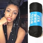 Brazilian Wool Hair 1 Roll Black Acrylic Yarn for African Hair Braiding Sengalese Twisting Jumbo Braids/Crochet Faux Locs/Wraps/Dreadlocks