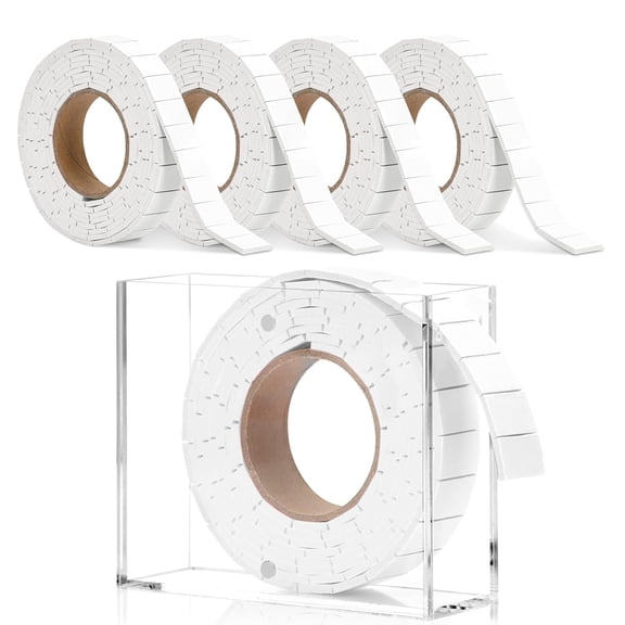 5 Roll Double Sided for Crafts 0.75 x 0.47 Inch Pre-Cut Foam Mounting Tape with 1 Acrylic Storage Box Square Foam Dots Double Sided Adhesive Fit Arts Sewing DIY (5 Roll White+Box)