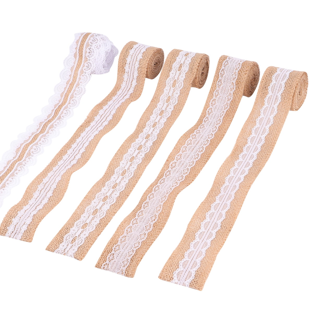 5 Roll Lace Linen Strips DIY Woven Linen Strip for Wedding Decoration