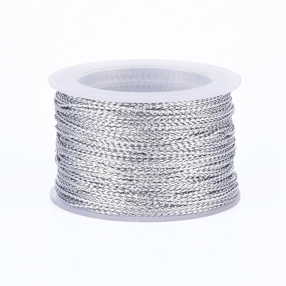 5 Roll Nylon Metallic Cords Silver 1mm 20m/Roll