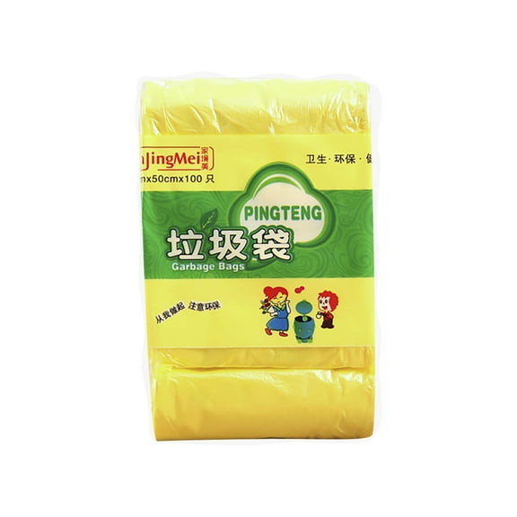 5-Roll Pack Thickened Disposable Garbage Bags, Sorting Waste Bin Liners for Home and Office, Heavy Duty Plastic Trash Bags E#220 Yellow