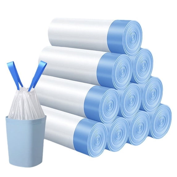 5-Roll Pack of 75 Drawstring Trash Bags, Large Capacity & Extra Thick, Scented Handheld Garbage Bags, Thickened Handheld Kitchen Plastic Bags