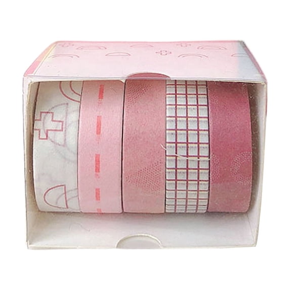 5-Roll Washi Tape Planner Set, Easy-Tear, Long Pattern Repeats, No Residue, Storage Case Included, Great for Journaling, Scrapbooking, Gift Wrapping Multicolor B