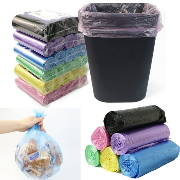 5 Rolls(100Pcs) PE Garbage Bags Thicken Multi-purpose Disposable Flat Opening Trash Bags for Home (Monochrome)
