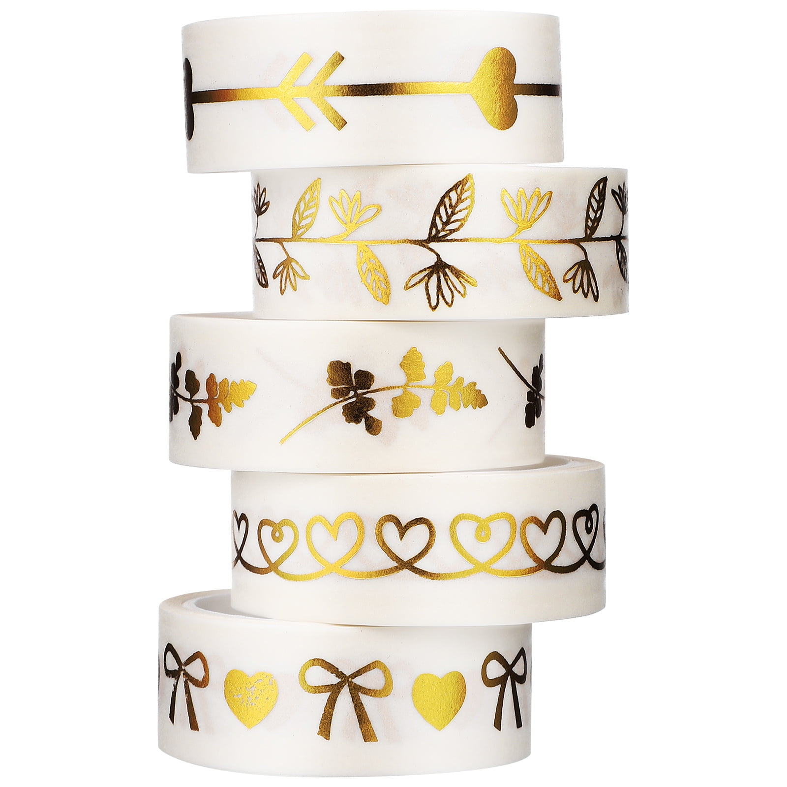 5 Rolls Adhesive Tape Cohesive Scrapbooking Wound Decorate Gold Foil Decorative for Crafts