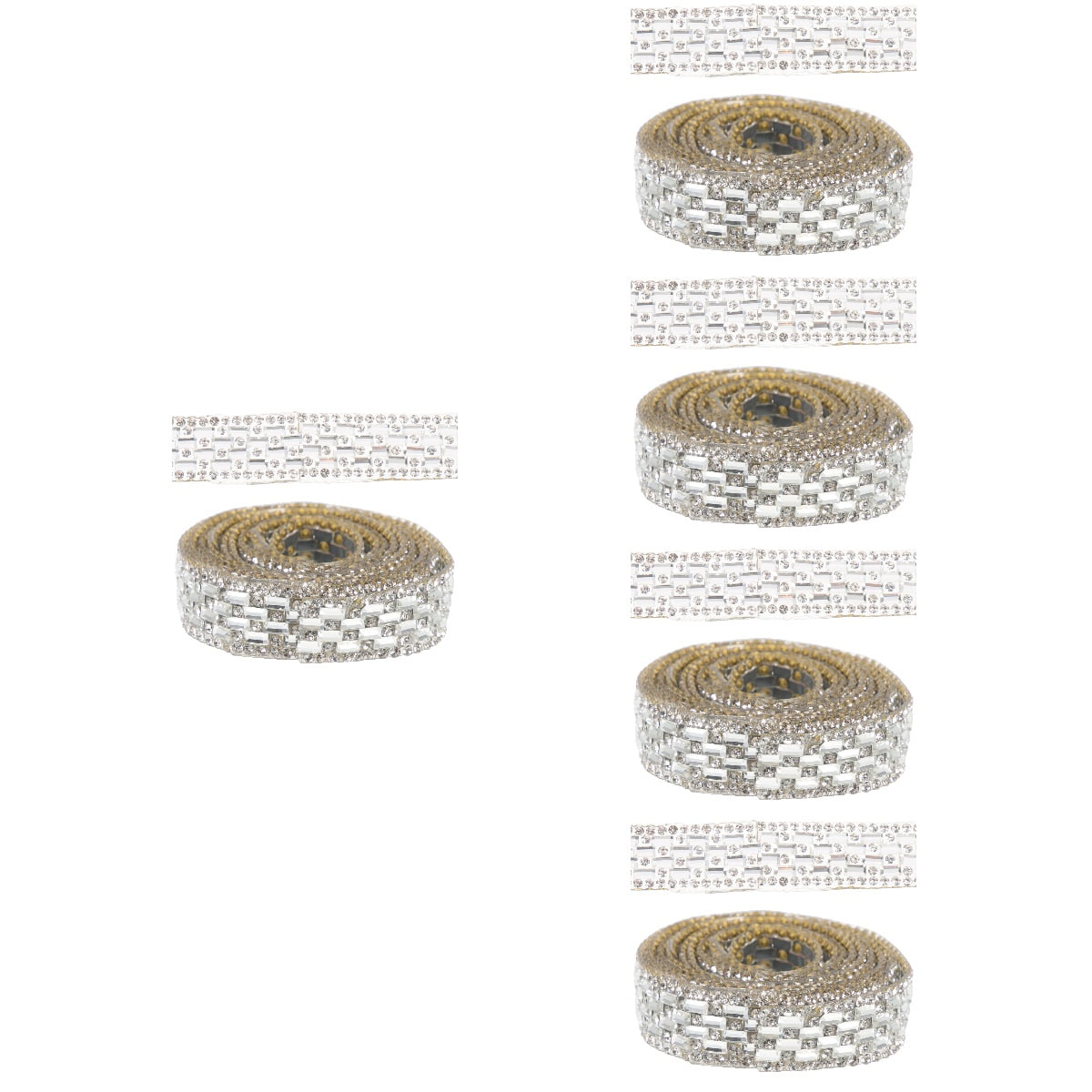 5 Rolls Burlap Lace Ribbon Glass Rhinestone Band Cake Decoration