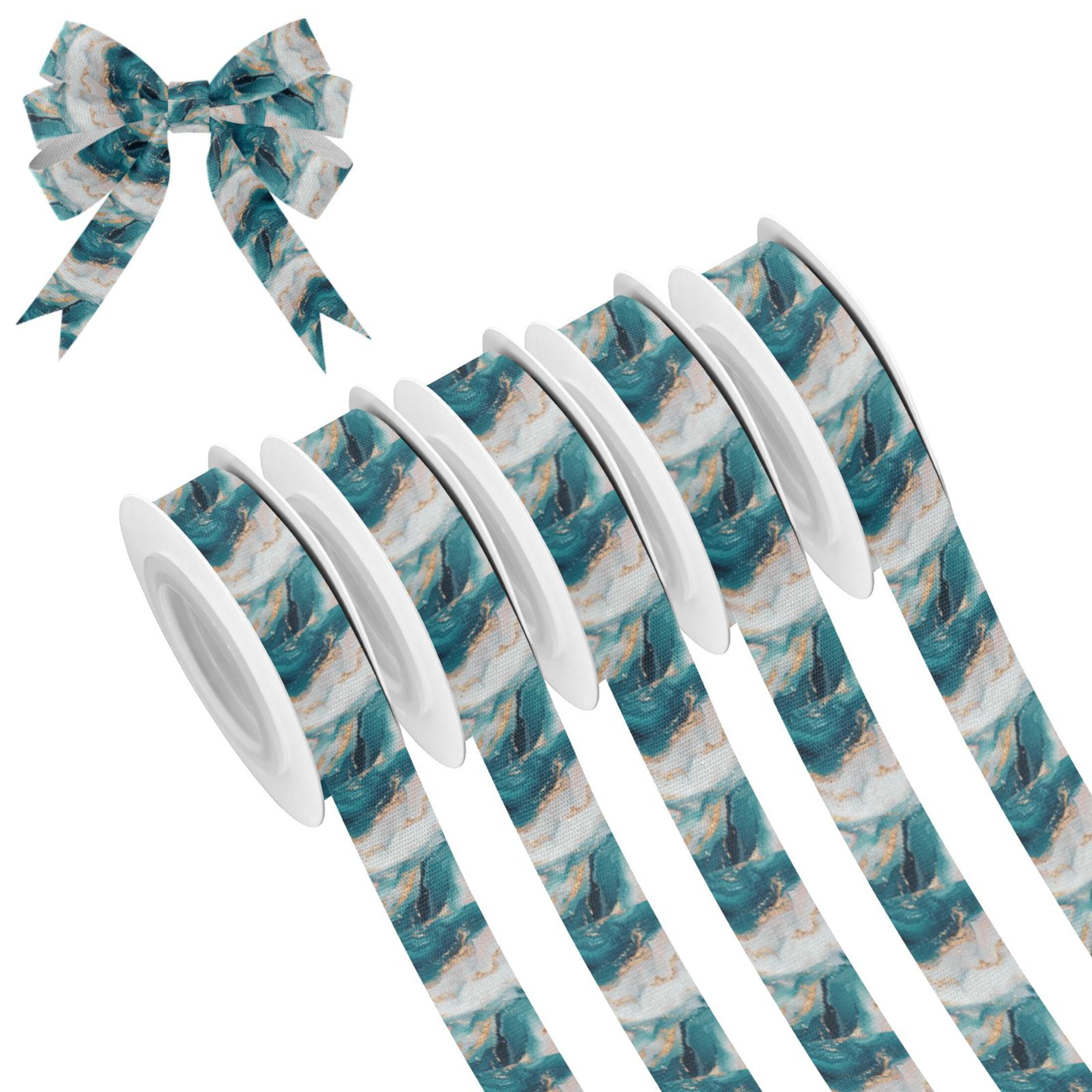 5 Rolls Christmas Ribbon 1.5 inch Wide Decorative Ribbon for Gift ...