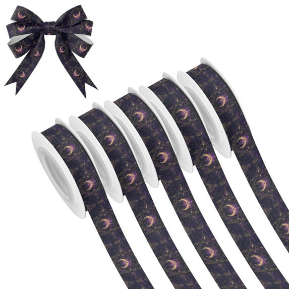5 Rolls Christmas Ribbon 1.5 inch Wide Decorative Ribbon for Gift Wrapping and Holiday Decorations Ancient Symbol Pattern