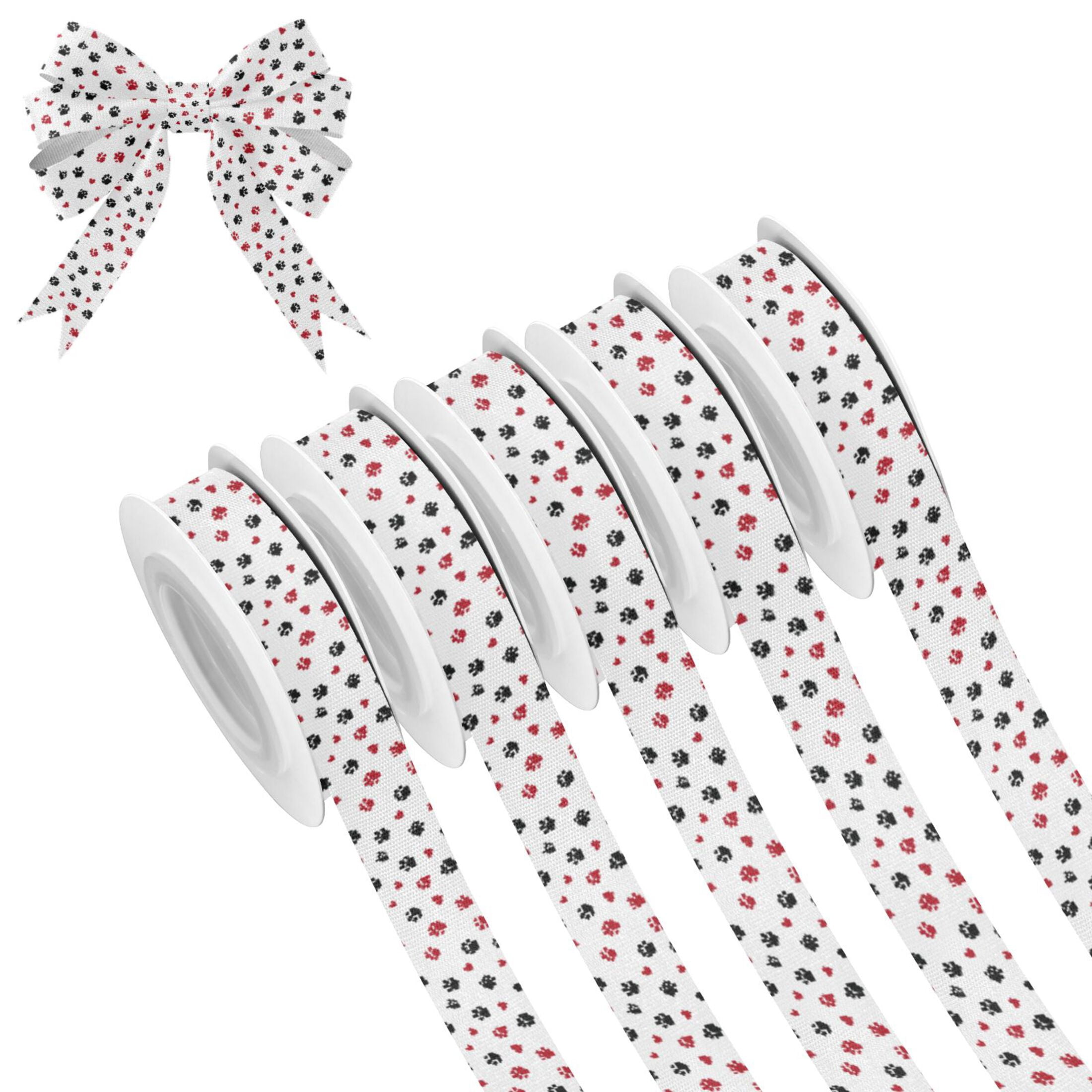 5 Rolls Christmas Ribbon 1.5 inch Wide Decorative Ribbon for Gift ...