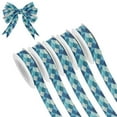 thumbnail image 1 of 5 Rolls Christmas Ribbon 1.5 inch Wide Decorative Ribbon for Gift Wrapping and Holiday Decorations Blue Fan-shaped Shapes, 1 of 7