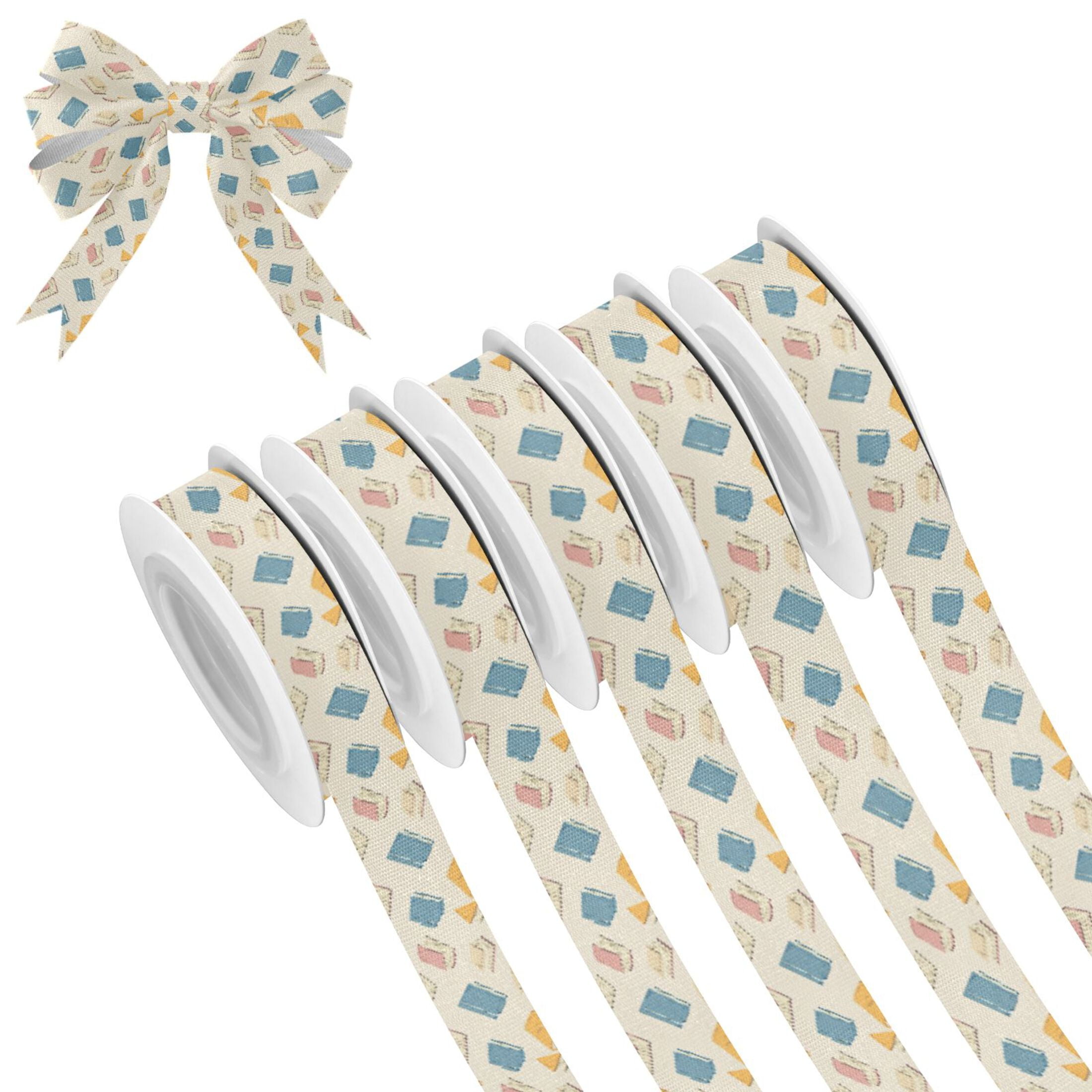 5 Rolls Christmas Ribbon 1.5 inch Wide Decorative Ribbon for Gift ...