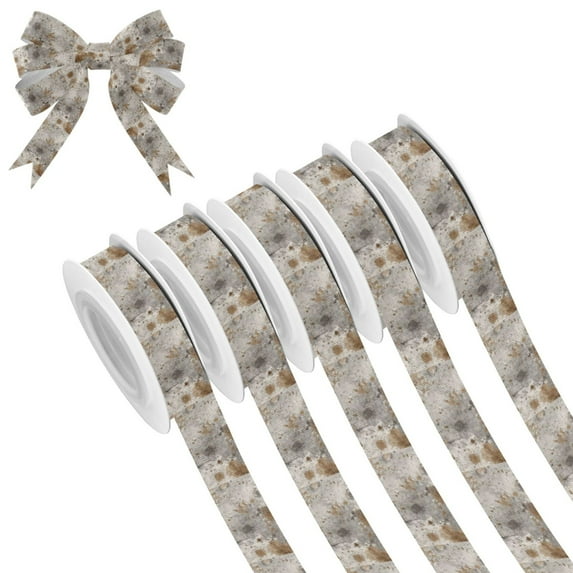 5 Rolls Christmas Ribbon 1.5 inch Wide Decorative Ribbon for Gift Wrapping and Holiday Decorations Brown Paint Splatters Pattern