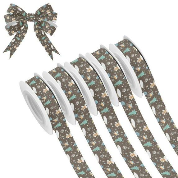5 Rolls Christmas Ribbon 1.5 inch Wide Decorative Ribbon for Gift Wrapping and Holiday Decorations Cartoon Christmas-themed Pattern