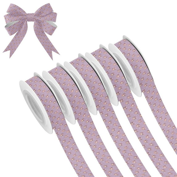 5 Rolls Christmas Ribbon 1.5 inch Wide Decorative Ribbon for Gift Wrapping and Holiday Decorations Cartoon Mermaid Pattern