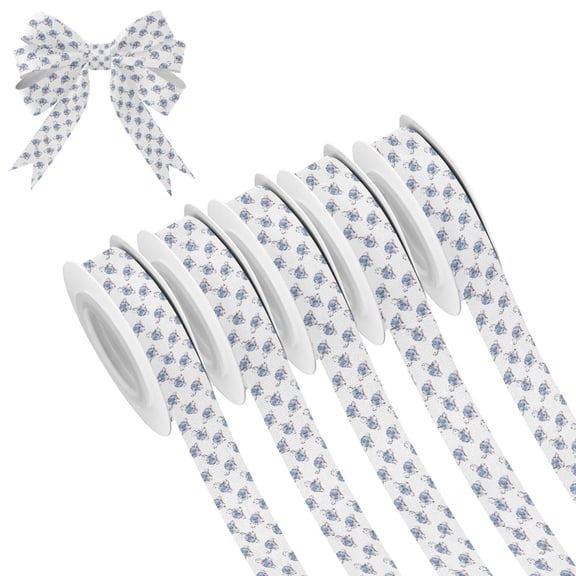 5 Rolls Christmas Ribbon 1.5 inch Wide Decorative Ribbon for Gift Wrapping and Holiday Decorations Cartoon Turtle Pattern