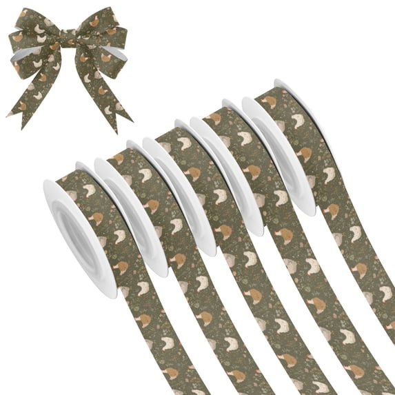 5 Rolls Christmas Ribbon 1.5 inch Wide Decorative Ribbon for Gift Wrapping and Holiday Decorations Chickens with Wildflowers and Grasses