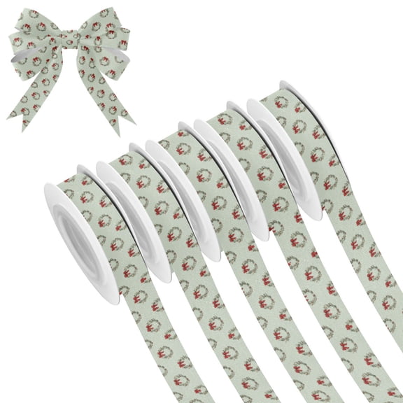5 Rolls Christmas Ribbon 1.5 inch Wide Decorative Ribbon for Gift Wrapping and Holiday Decorations Christmas Wreaths and Red Bows